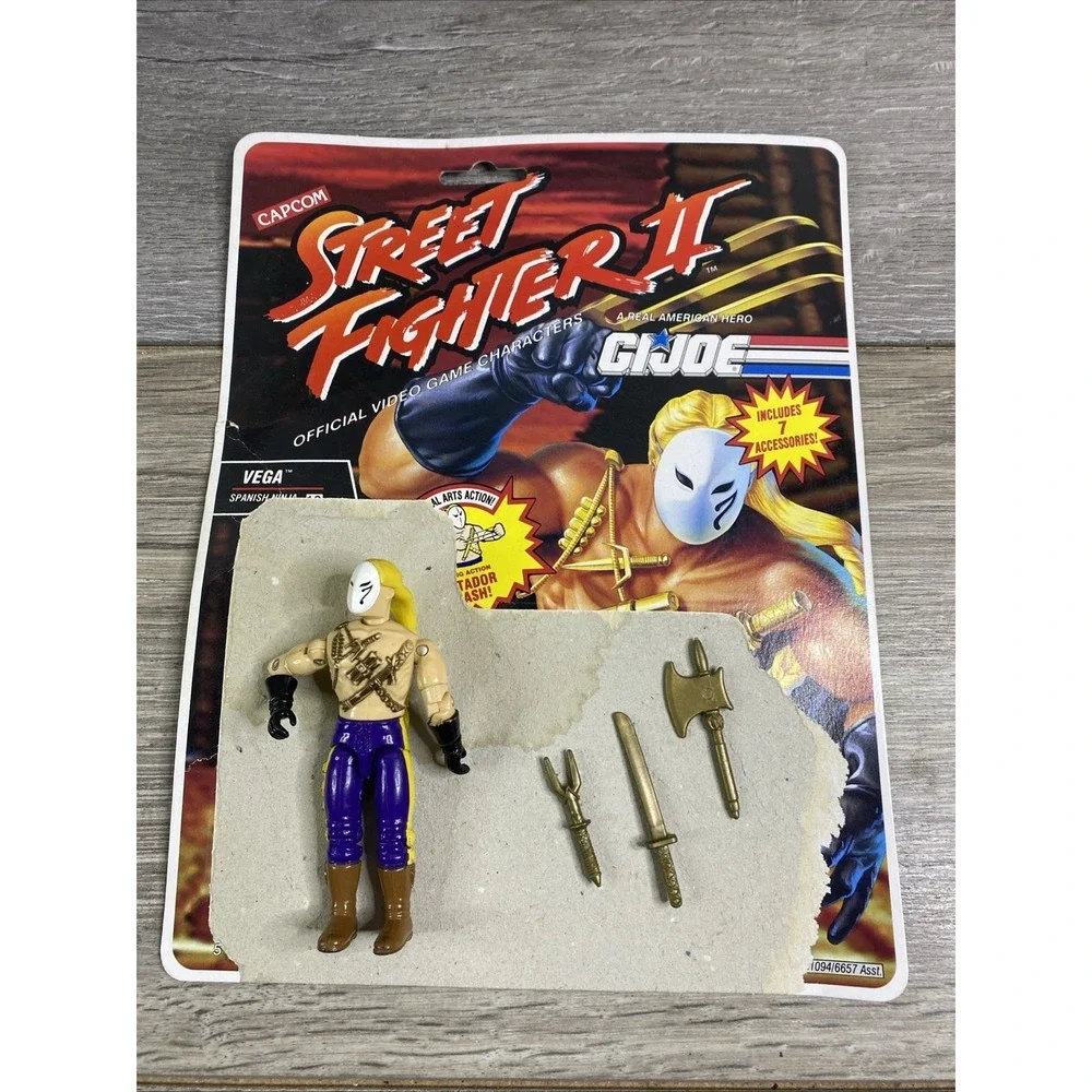 Street Fighter GI Joe VTG Vega Figure‎ Loose Incomplete w File Card 1993 Hasbro